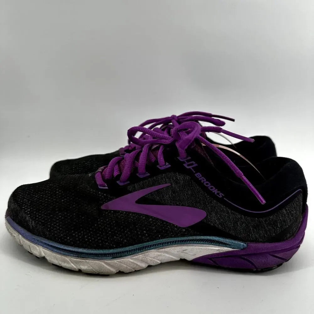 Brooks PureCadence 7 Running Shoe Lace Up Low Reflective Athletic Black Purple 8